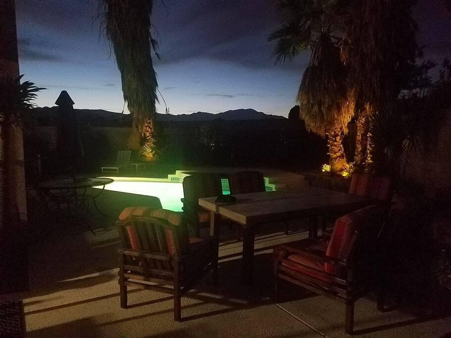 backyard at sunset
