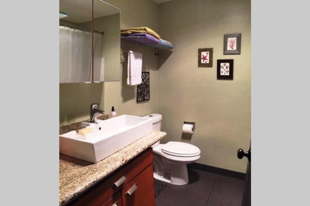 Your own bathroom with shower and bathtub