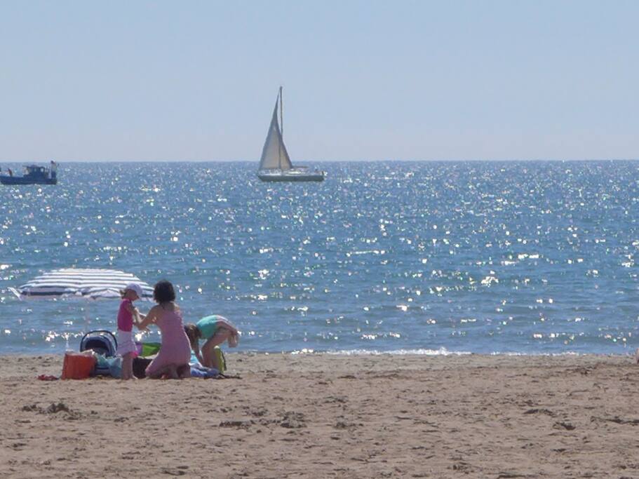 Beach in front of the house in June