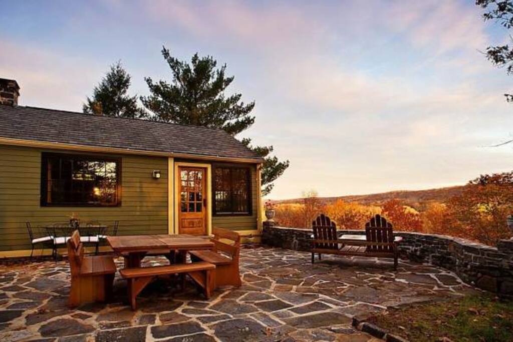 Private patio with barbecue grill.
