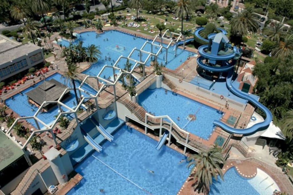 The pools of the apartment complex