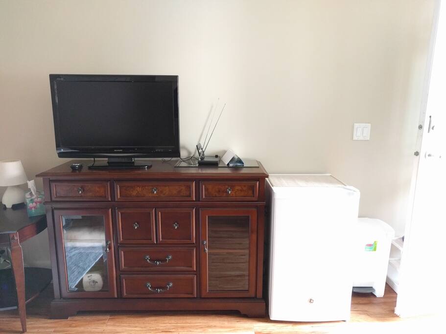 We have since added a mini-fridge and 32" TV.
