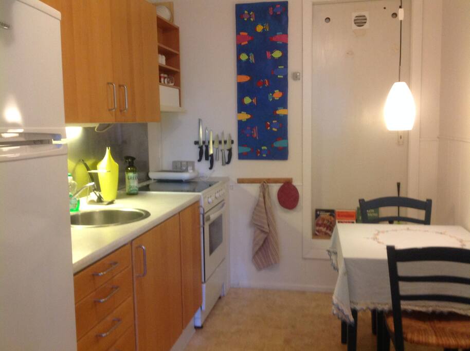 Køkken med køl/frys,komfur,microovn etc.