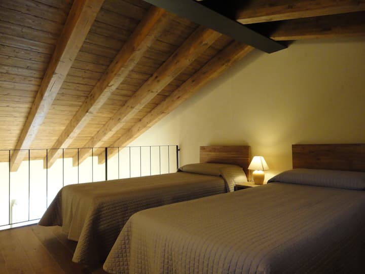 The loft with 2 single beds or a double bed