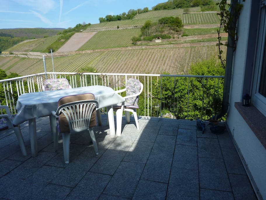 geräumige Süd-West Terrasse mit Blick auf den berühmten Assmannshäuser Höllenberg