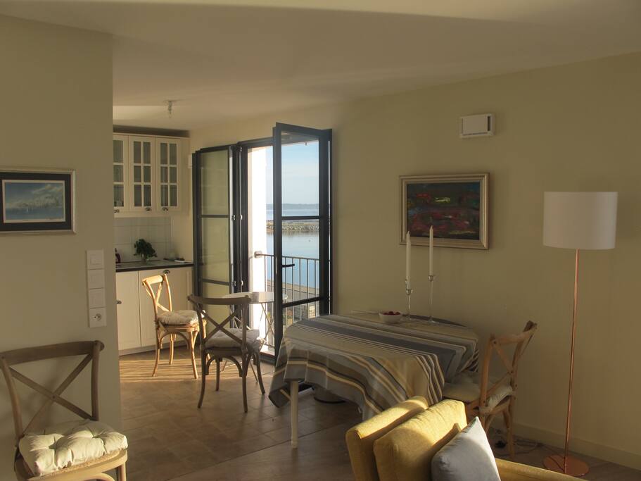 Dining table and kitchen
