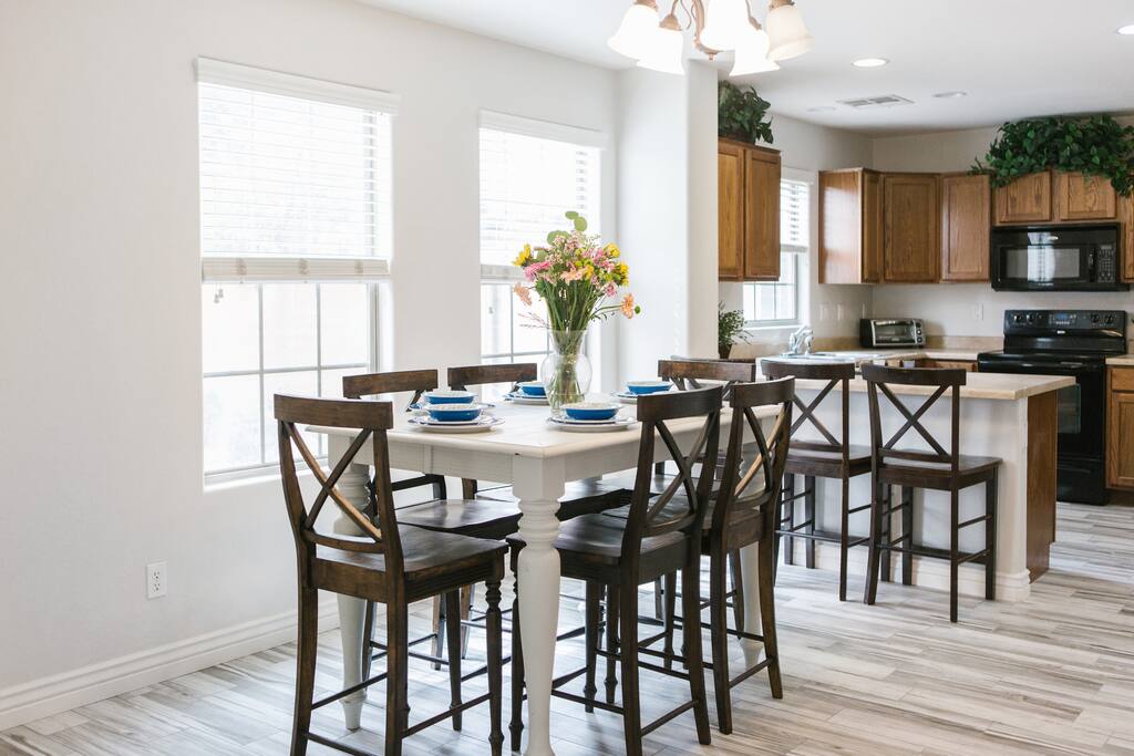Dining area and kitchen