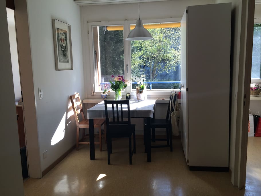 Kitchen table looking at Lion Monument