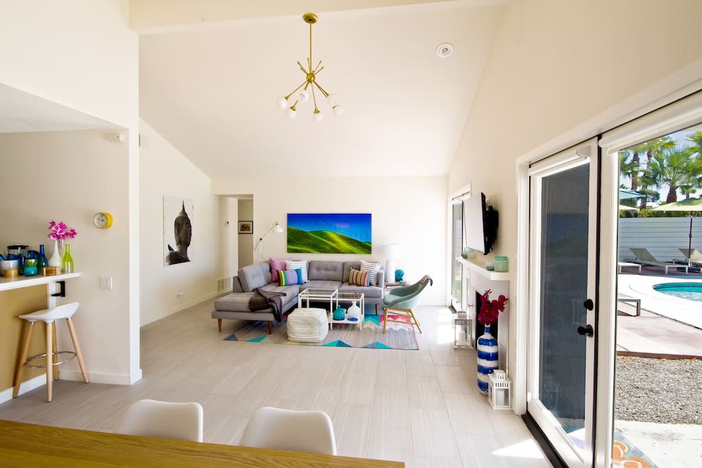 Vaulted ceilings in the living area
