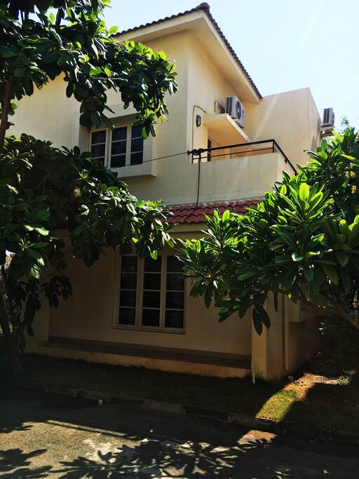The villa surrounded by trees