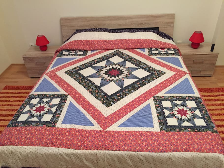 Large and comfortable 2 person bed in spacious bedroom