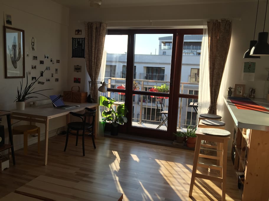 Living room with eating space and working table