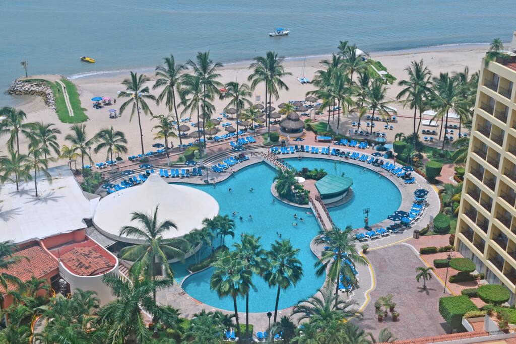 This is the view from my balcony overlooking the pool and the beach!!