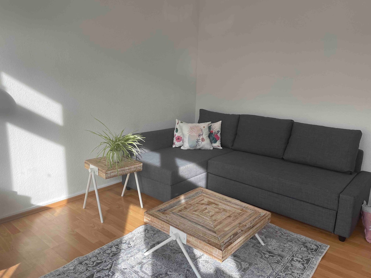 客厅，配有宽敞舒适的沙发 