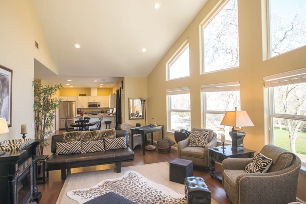 Looking through living room into kitchen