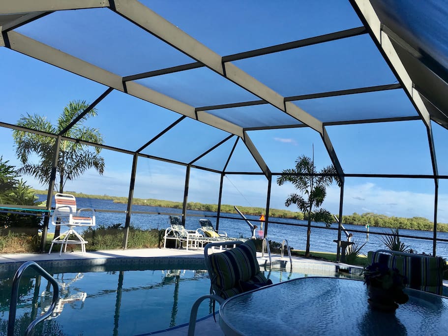 The heated pool overlooking the amazing Peace River