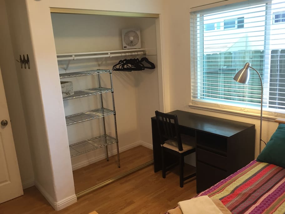 Closet and desk in this little room