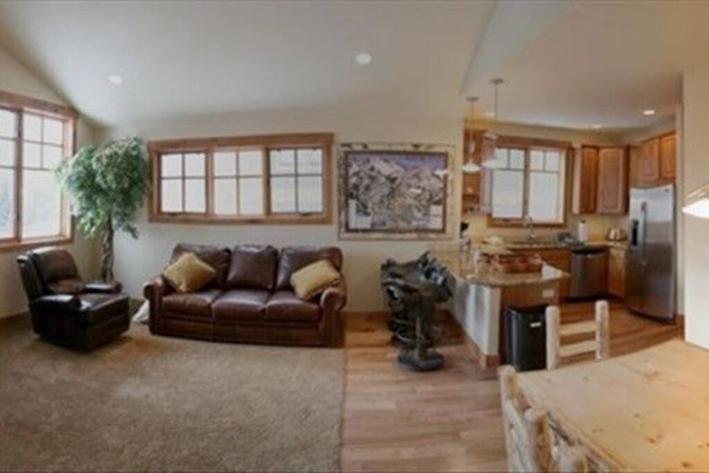 View of the Living Room and Kitchen. Free Wifi high speed internet