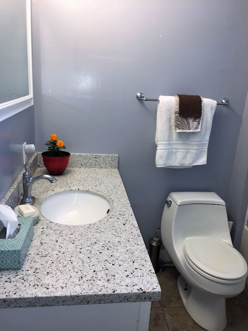 Clean shared bath with owners