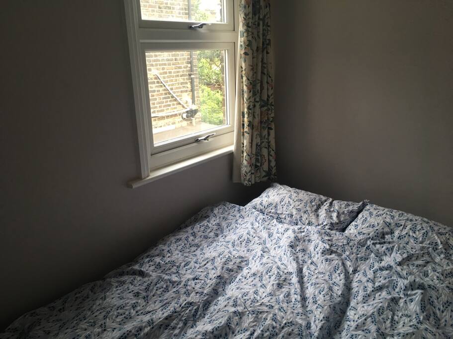The room is peaceful, comfortable and overlooks the garden