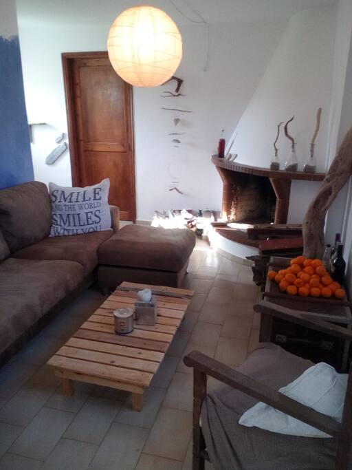 Living room with fireplace