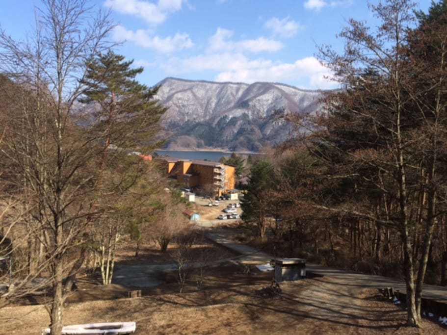 Looking at the Lake and mountains.