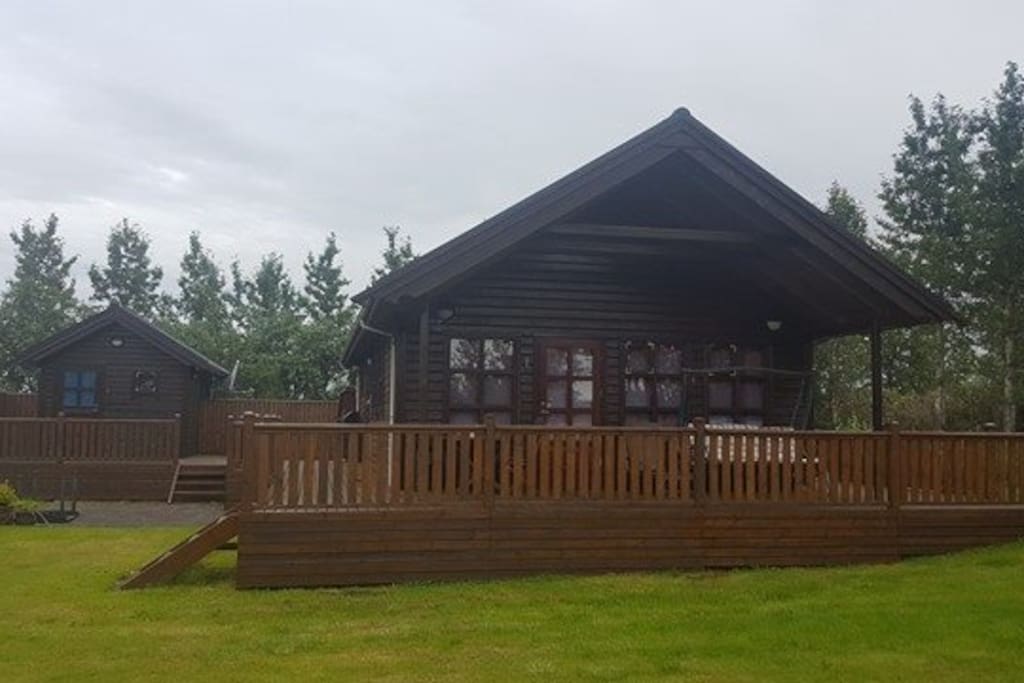 Cabin on the right and guest house on the left