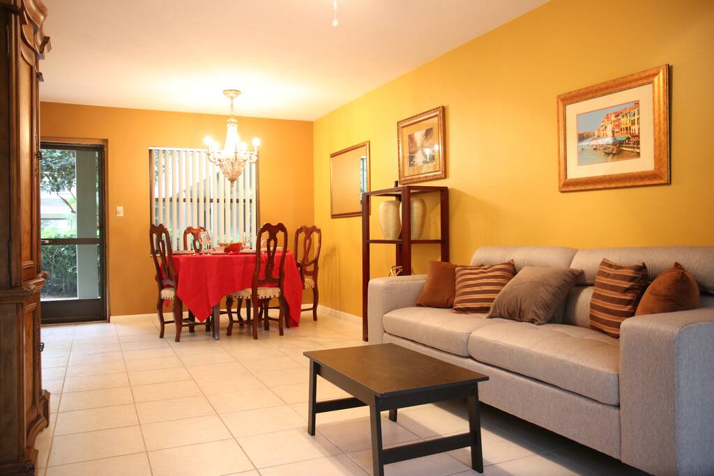 Living room and dining room