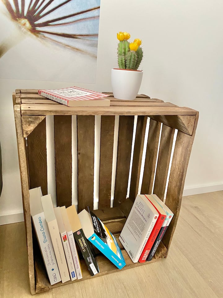 Studio 5 Bleu Soleil Rochefort, kisanduku cha vitabu: unaweza kubadilishana vitabu vyako na vyetu kwa muda wa kushiriki