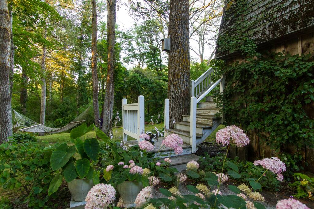 These are the stairs up to the room. This photo was shot from the main house.