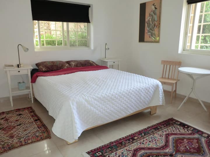 La camera da letto principale (c'è un grande armadio di fronte al letto matrimoniale). 