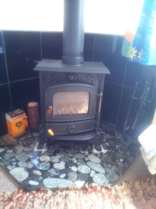 Wood burning stove for chilly days and evenings.