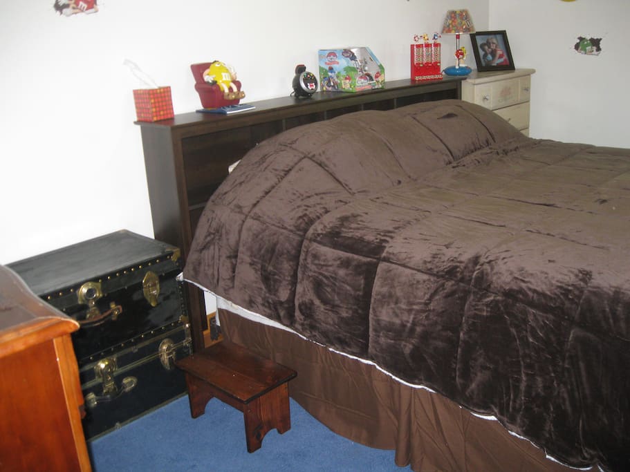 Comfy pillow top plush M&M room.