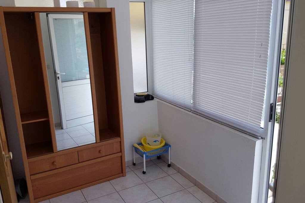 Enter of apartment has a big space to storage bags and belongings