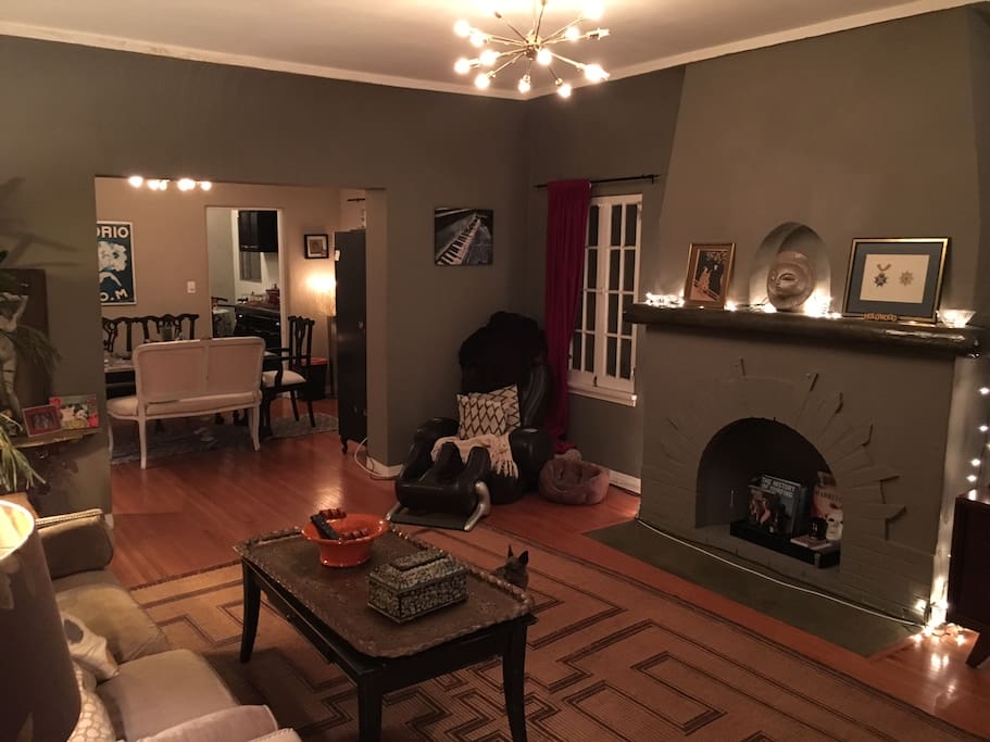 Enter into the cozy and warm living room.