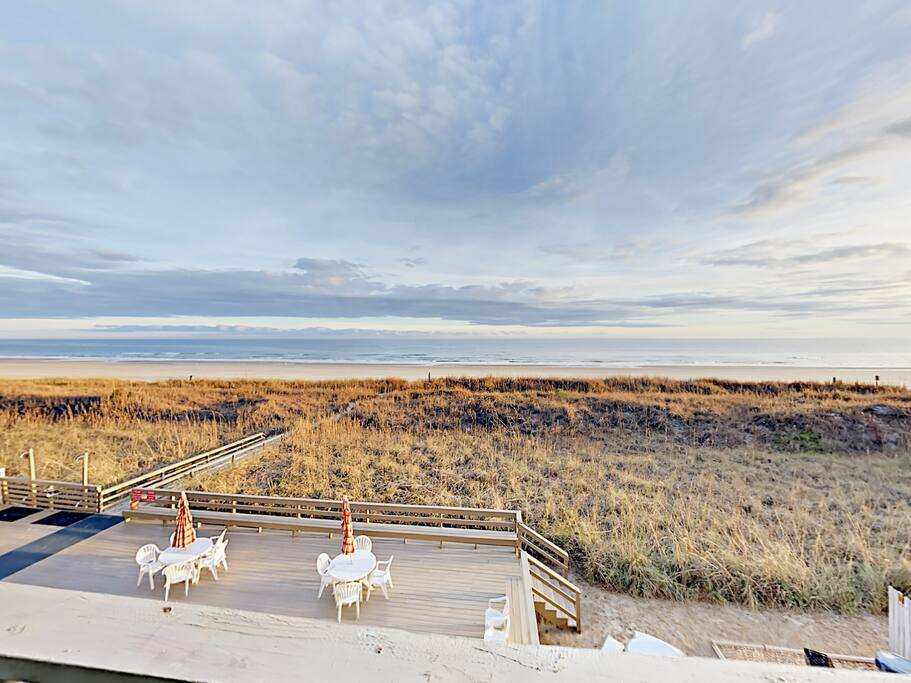 Take in ocean views from the shared sundeck.