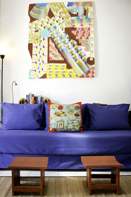 Read and relax on the sofa that also is a twin bed.