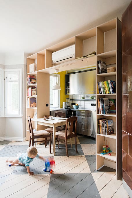 View to the kitchen area.