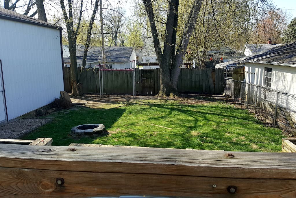 Backyard with fire pit