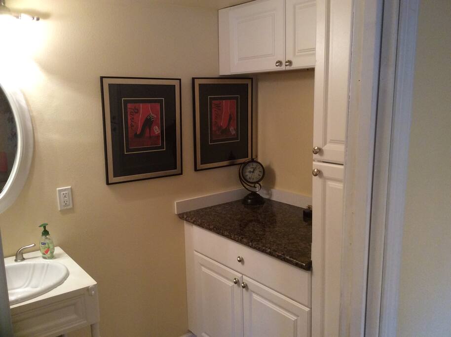 bathroom has room to move around