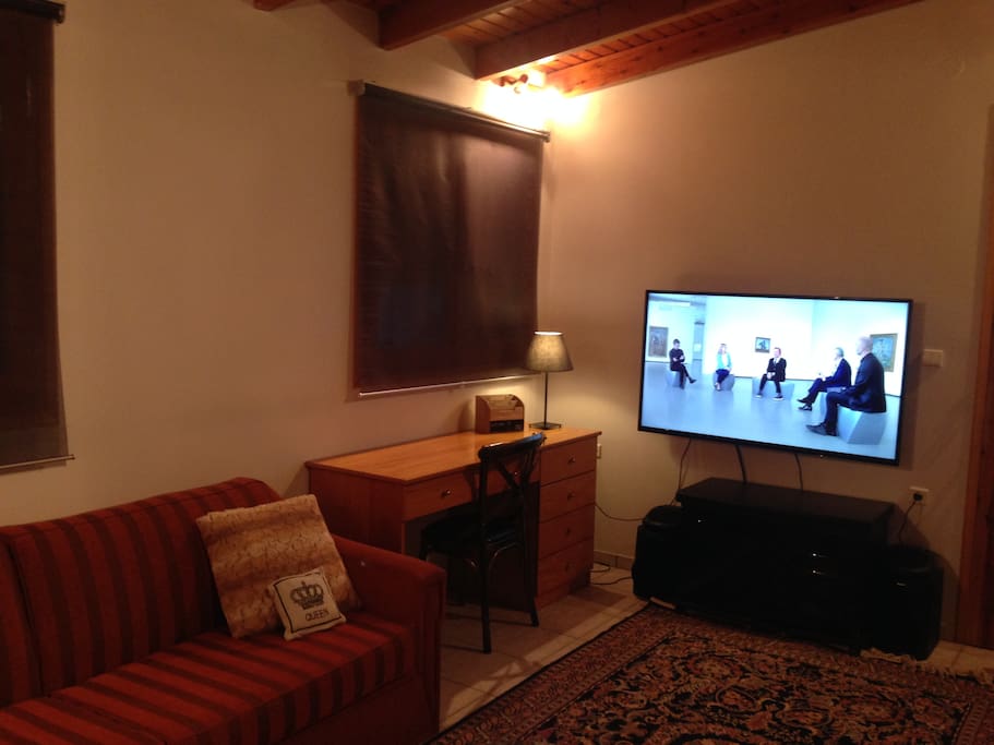 living room with workstation