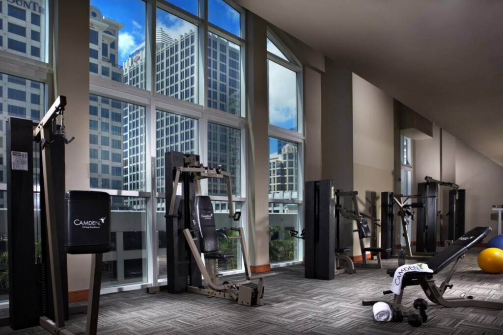 Weight/cardio/aerobics room located on the fourth floor.