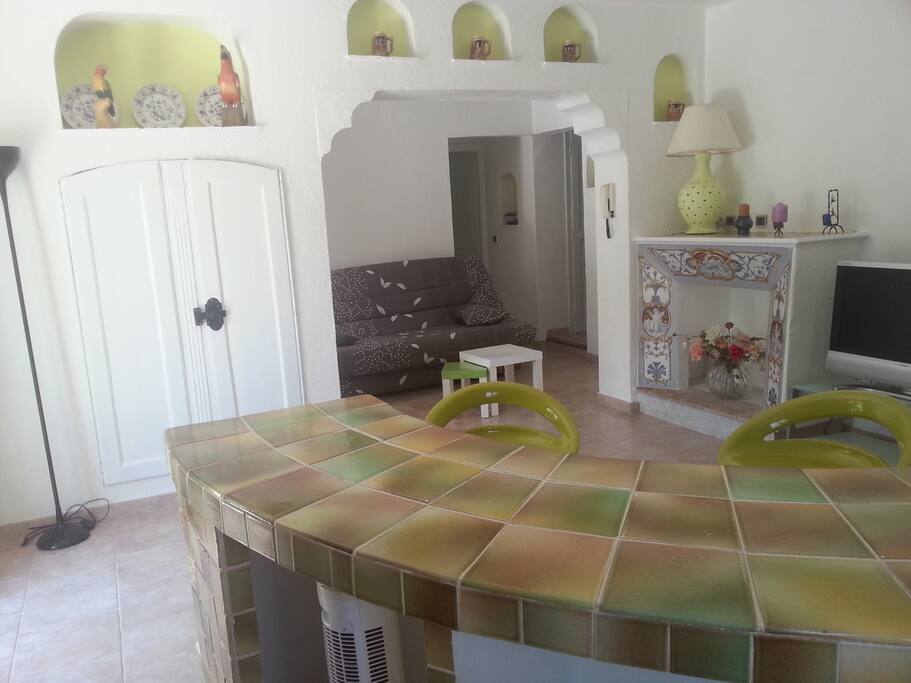 Open kitchen and living room