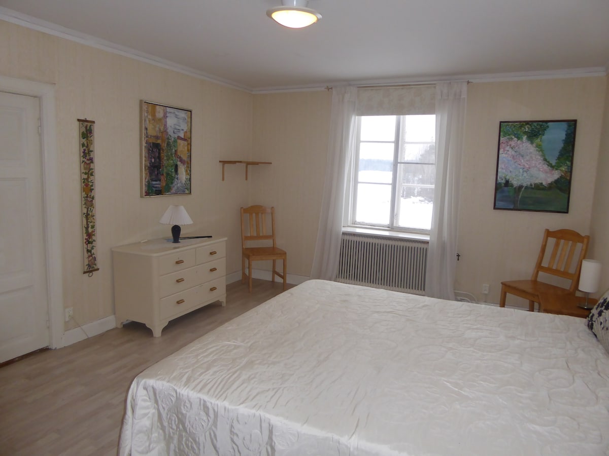 Bedroom 1 upstairs. There is space for an extra bed for children.  