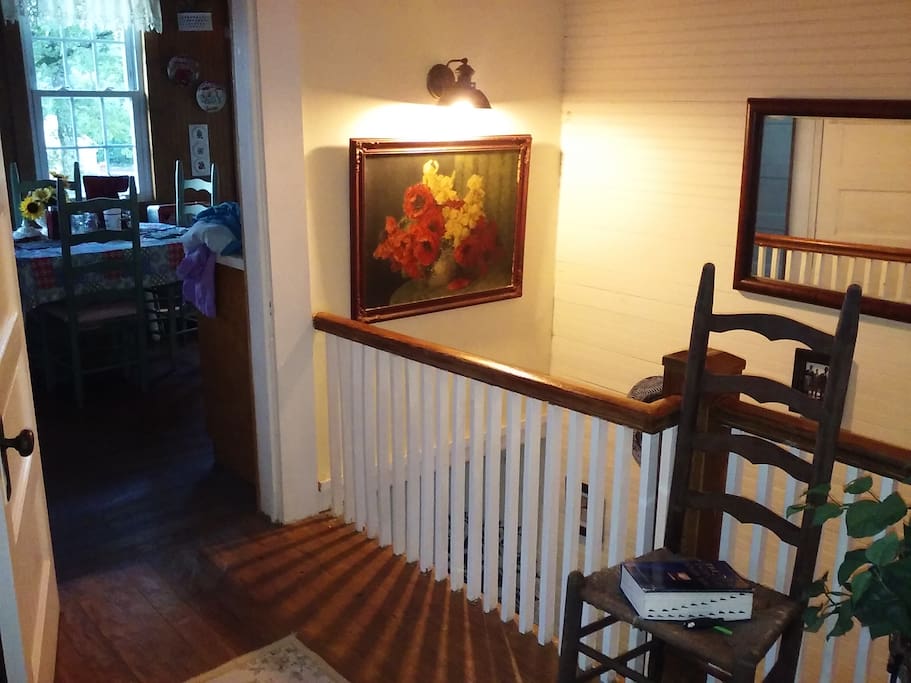 top of stairs in sitting area