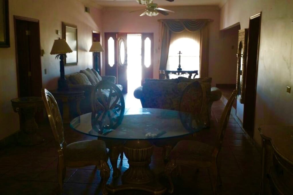living room with dining table
