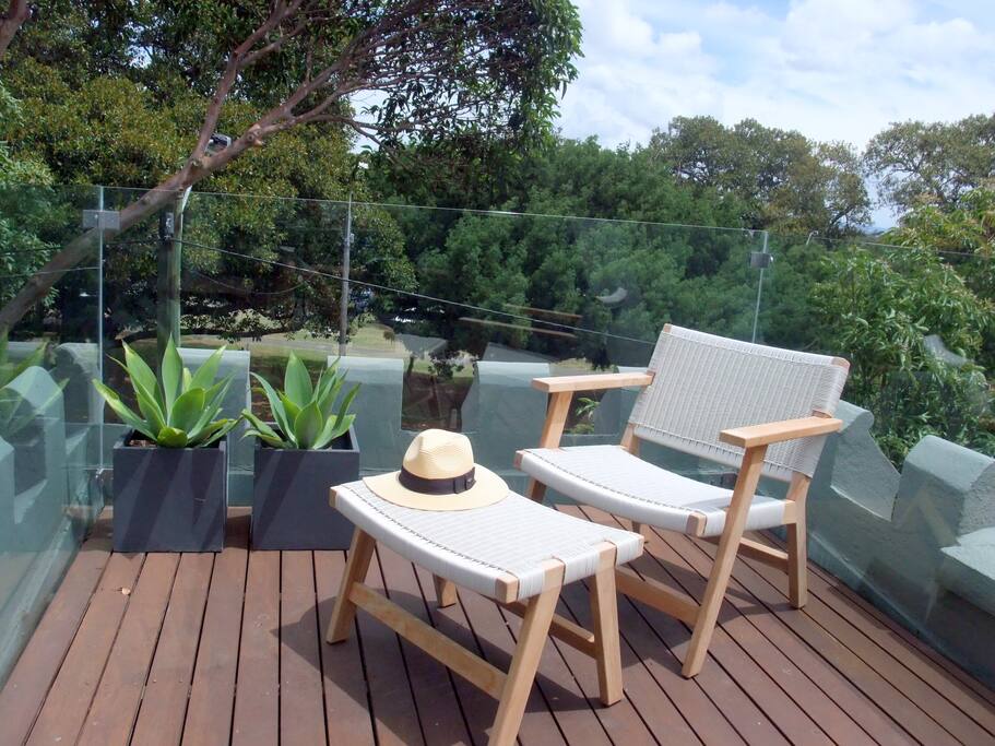 Shared loft roof deck with park and city views.