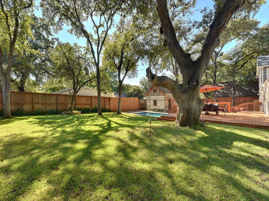 The yard is spacious enough for bocce ball, horse shoes, or pretty much any activity.
