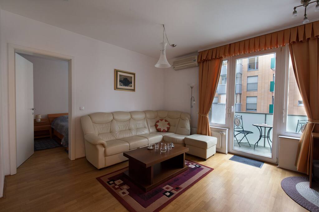 Apartment living room with a balcony