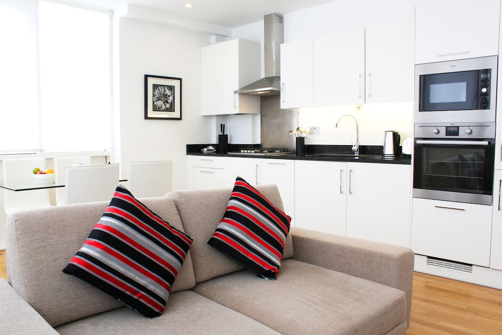 Living room, kitchen